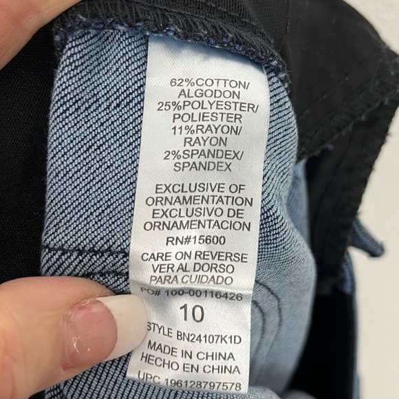 Democracy Ab Technology Cropped Jeans 10 Blue Raw Fringe Hem Boho Summer Capsule - Picture 6 of 7